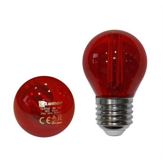 LUMEN E27 2W kisgömb filament LED fényforrás - piros