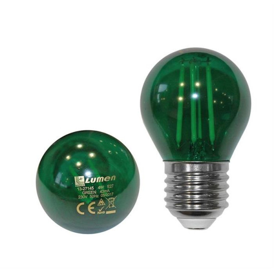 LUMEN E27 2W kisgömb filament LED fényforrás - zöld