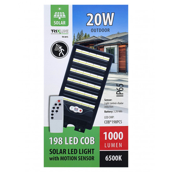 Trixline TR381S 20W napelemes / szolár utcai megvilágító